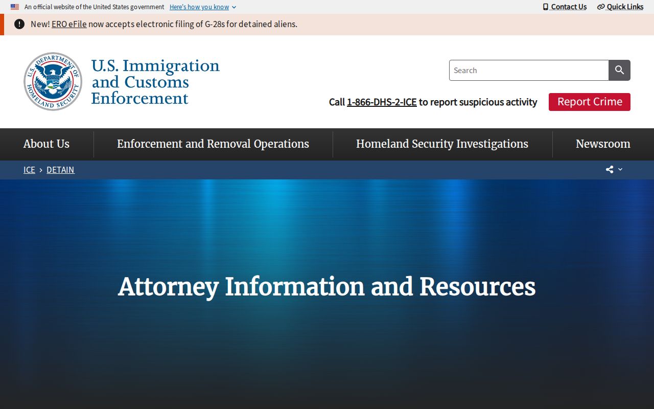 ICE locator limits after an Orange Correctional Center release or transfer