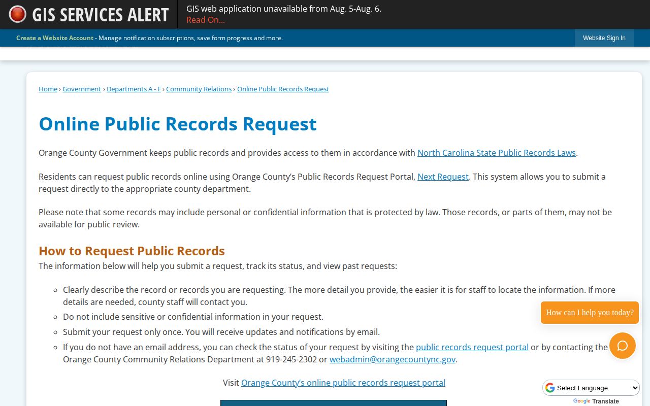 Orange County 24-hour release record request portal