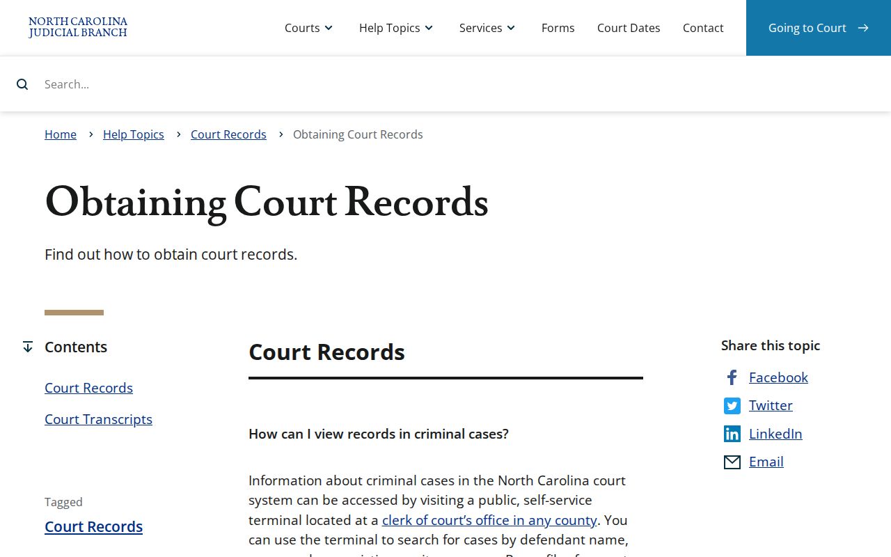 North Carolina court records access for Orange County 72-hour releases