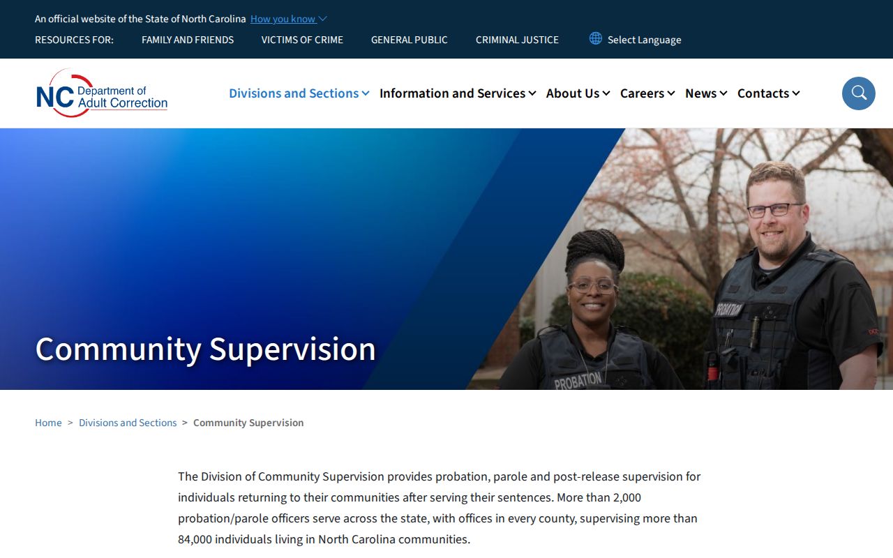 NCDAC Community Supervision information for Orange County post-release supervision