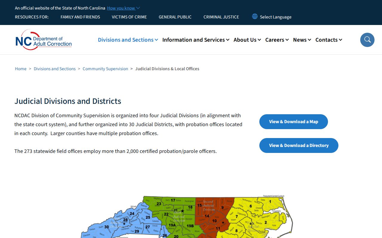 NCDAC District 14 office directory for Orange County supervision