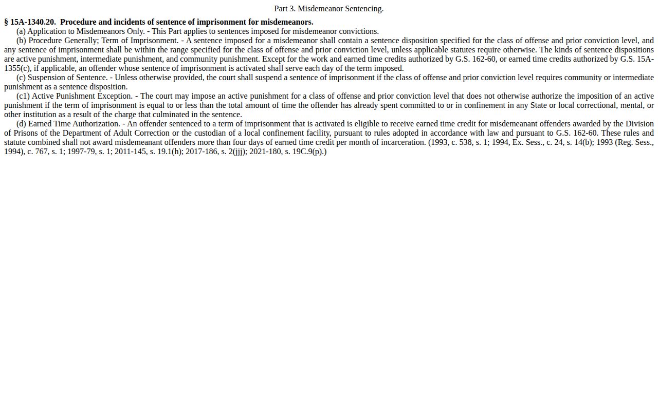 Orange County misdemeanor earned-time rule for a projected jail release date